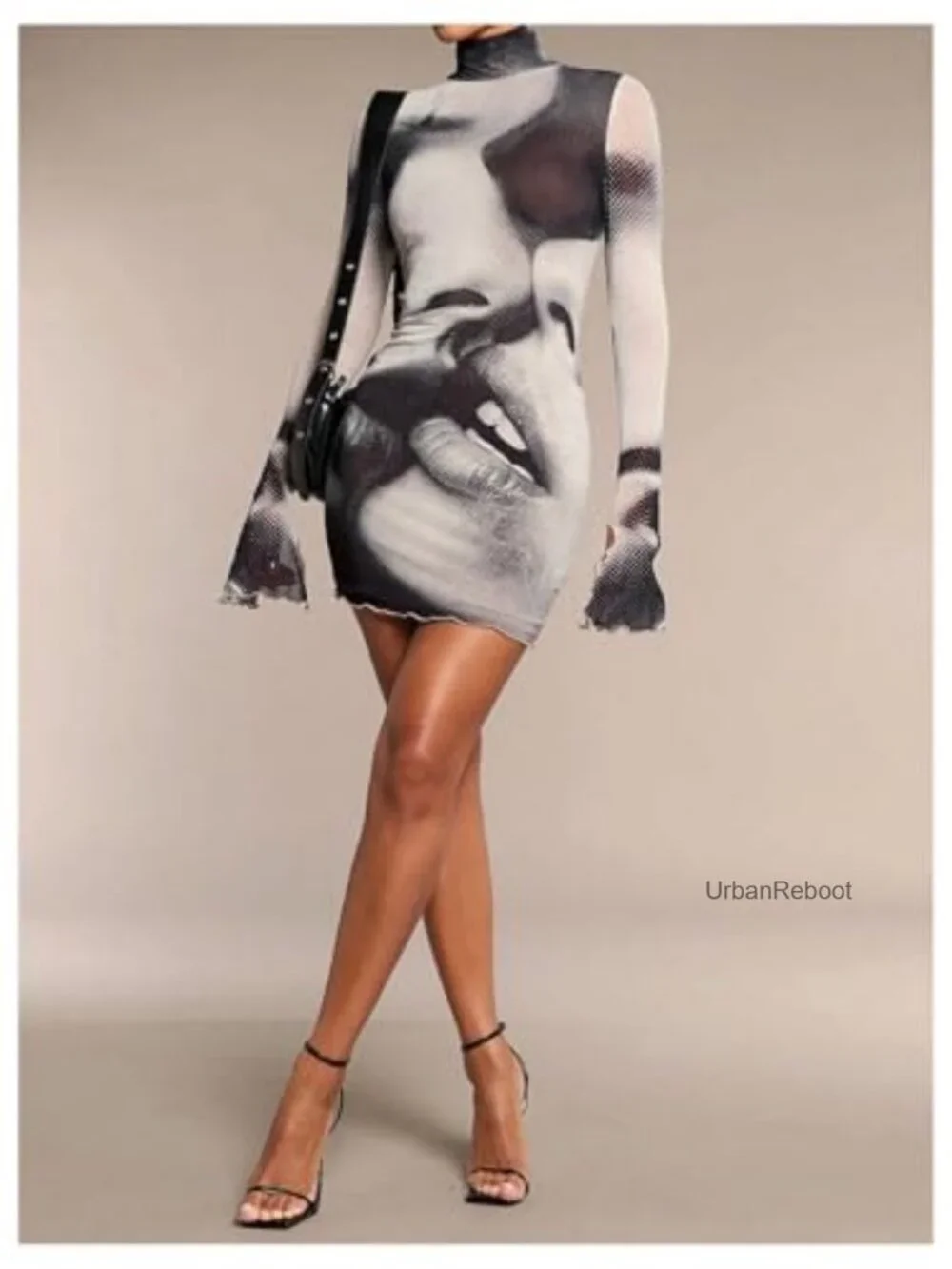Women's Long Sleeve Bodycon Club Dress Y2K Rave Outfit